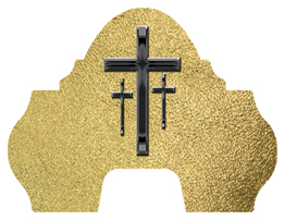 DARAY-L-517-BK-SH-GD Black 3 Crosses Shimmer Gold